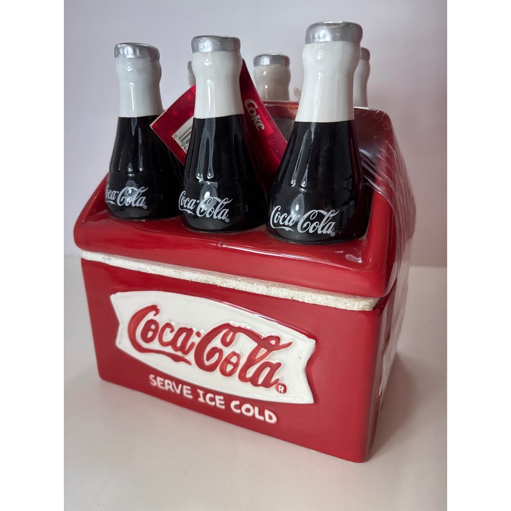 Vintage Coca-Cola Ceramic Cookie Jar Houston Harvest 6 Pk Bottle Design 90s NOS - Picture 3 of 16